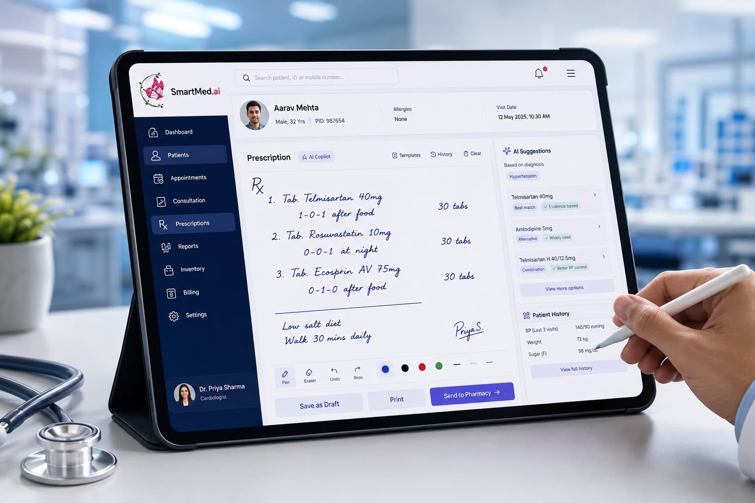 SmartMed.ai healthcare platform interface